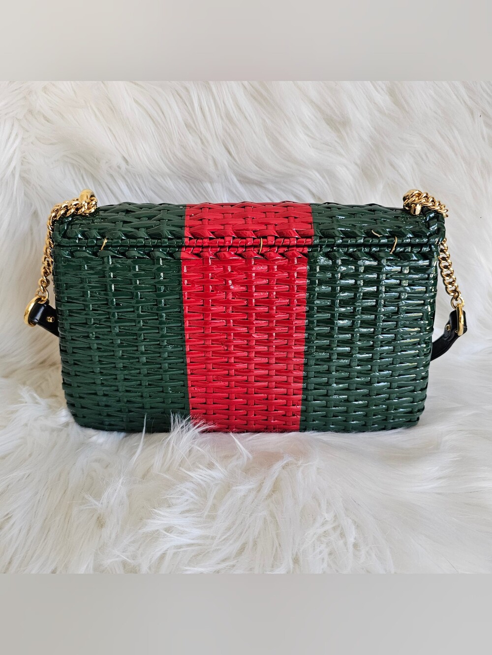 ♥️ 💚 Gucci Marmont Wicker Flap Bag 💚♥️ - Picture 2 of 11